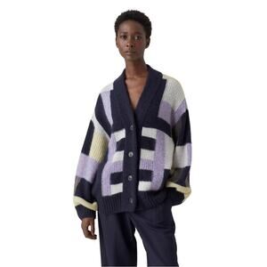 Closed Colorblocked Alpaca Wool Blend Oversized Cardigan